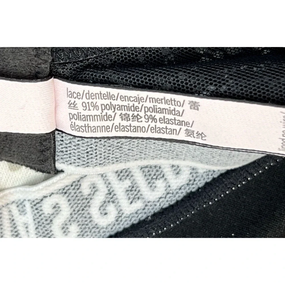Victoria's Secret Bra Women's 36C Black Lace Lightly Padded No Wire Logo